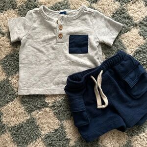 Baby matching set, navy blue shorts, old navy, like new